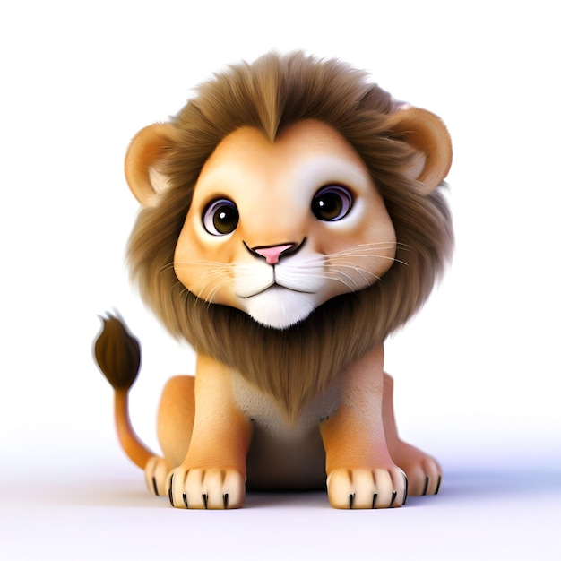 A cartoon lion with a white background and a black mane.