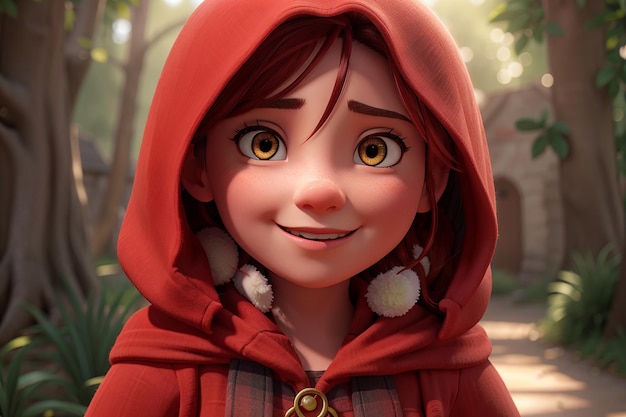 Cartoon little red riding hood illustration