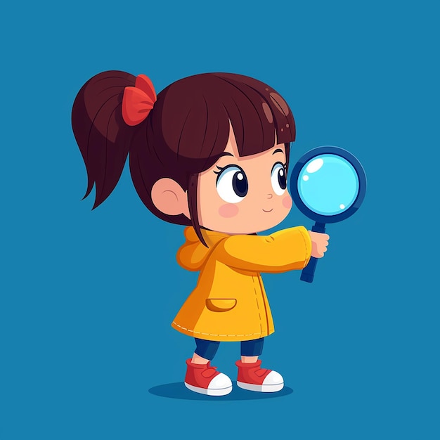 cartoon little student girl holding