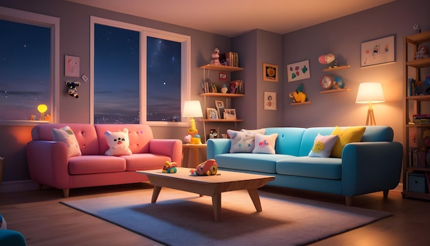 cartoon living room