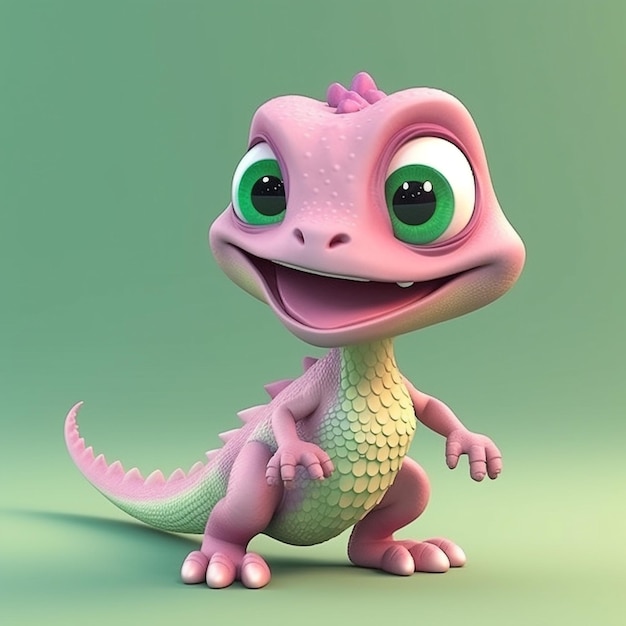 Мультяшная ящерица Baby Lizard Lizard 3D персонаж Ящерица 2D значок Милая ящерица изображения