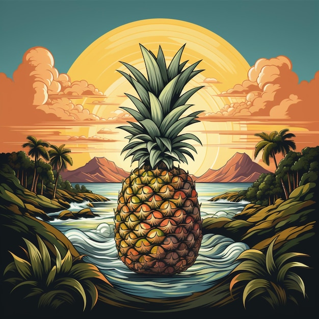 cartoon logo ananas fruit