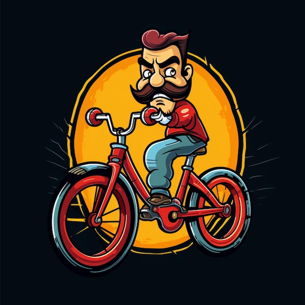 cartoon logo bicycle