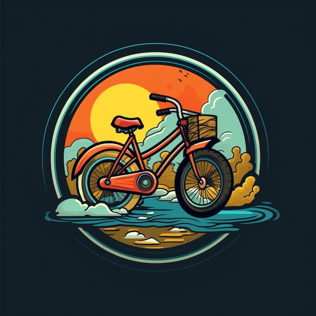 cartoon logo bicycle