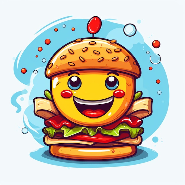 写真 漫画のロゴのハンバーガー