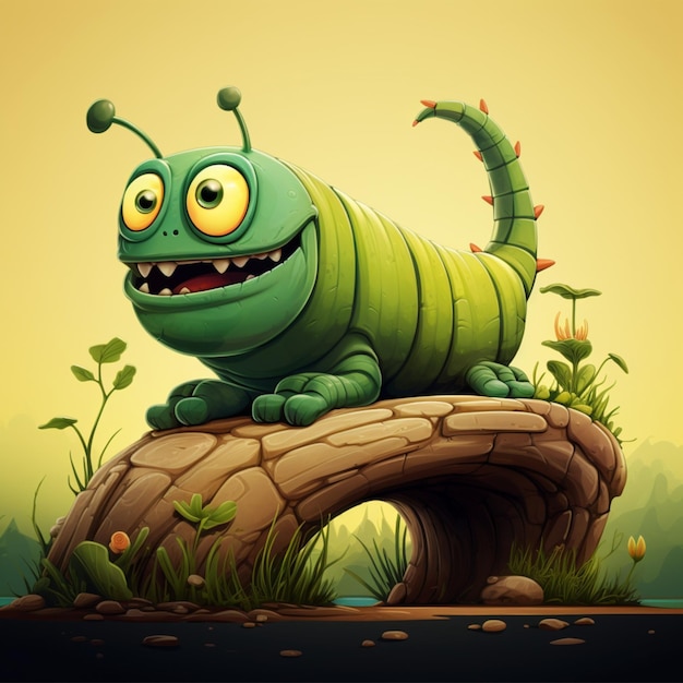 Photo cartoon logo caterpillar