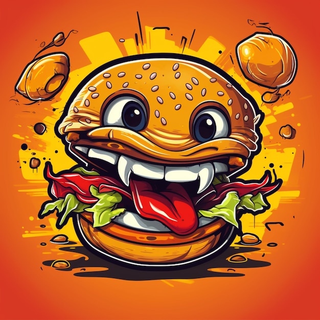 cartoon logo hamburger