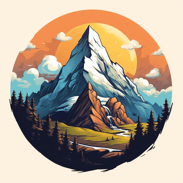 cartoon logo mountain