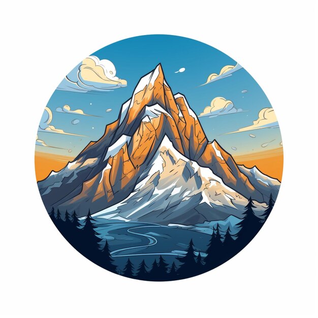 Photo cartoon logo mountain