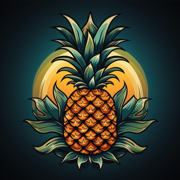 cartoon logo pineapple fruit