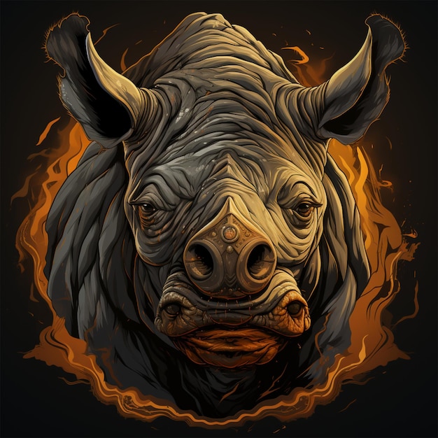 cartoon logo rhino