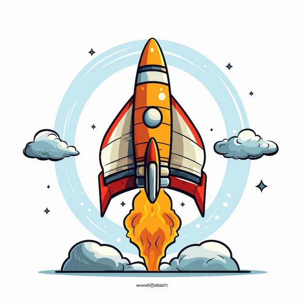 cartoon logo rocket