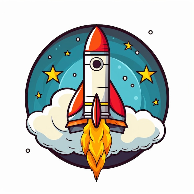 cartoon logo rocket