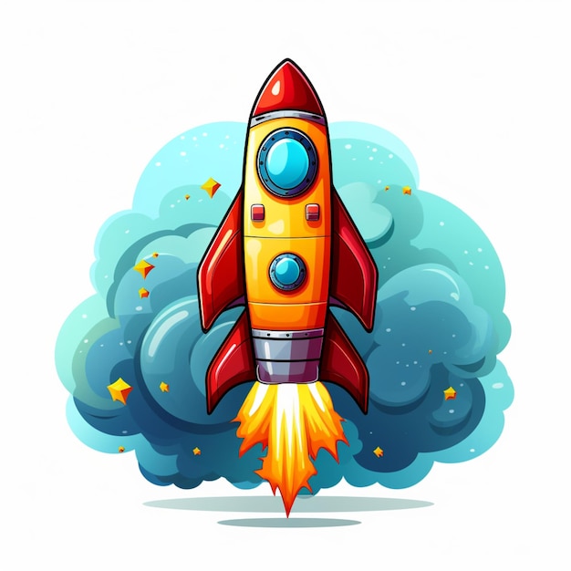 Photo cartoon logo rocket