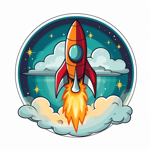 cartoon logo rocket