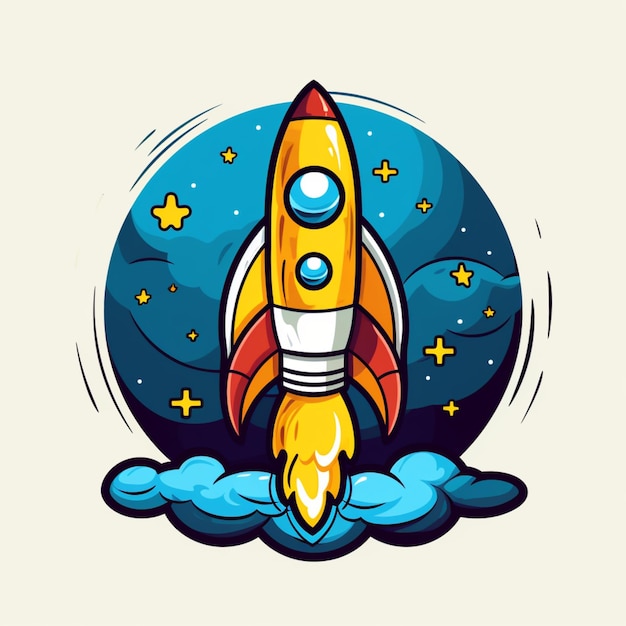 cartoon logo rocket