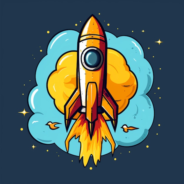 cartoon logo rocket