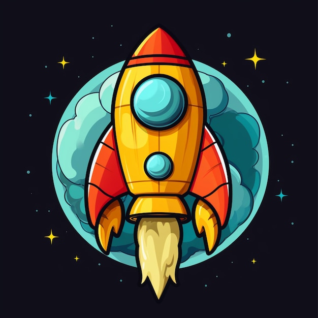 cartoon logo rocket