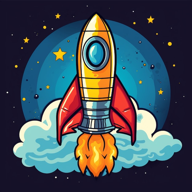 cartoon logo rocket