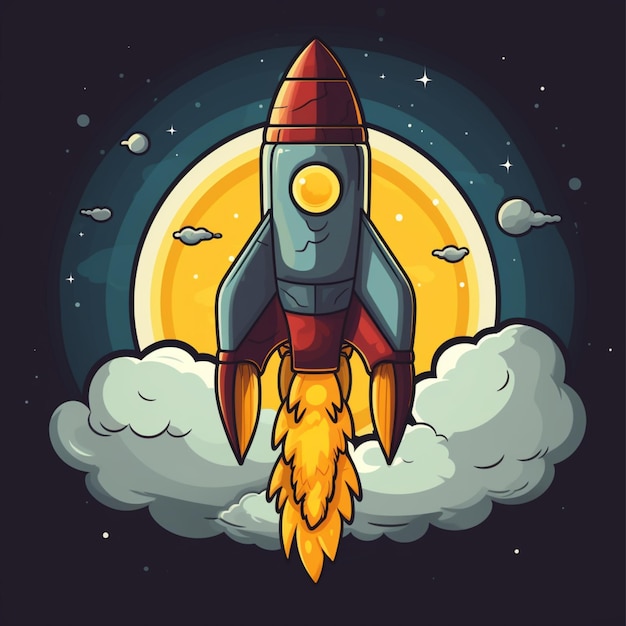 cartoon logo rocket