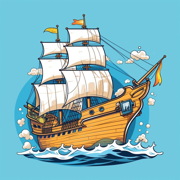 cartoon logo sea ship