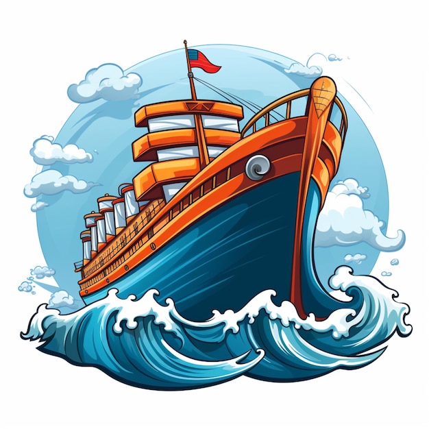 cartoon logo sea ship