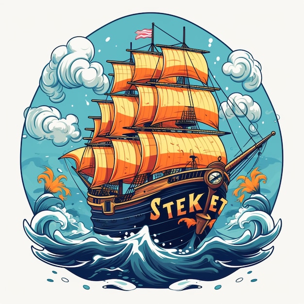 cartoon logo sea ship