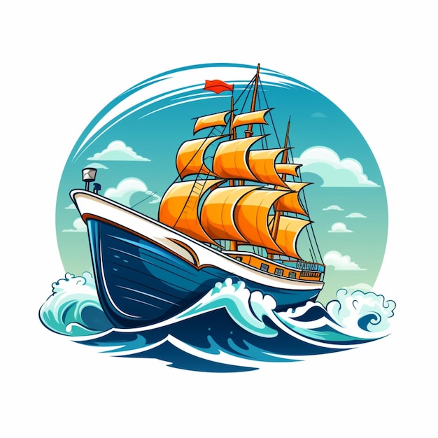 cartoon logo sea ship