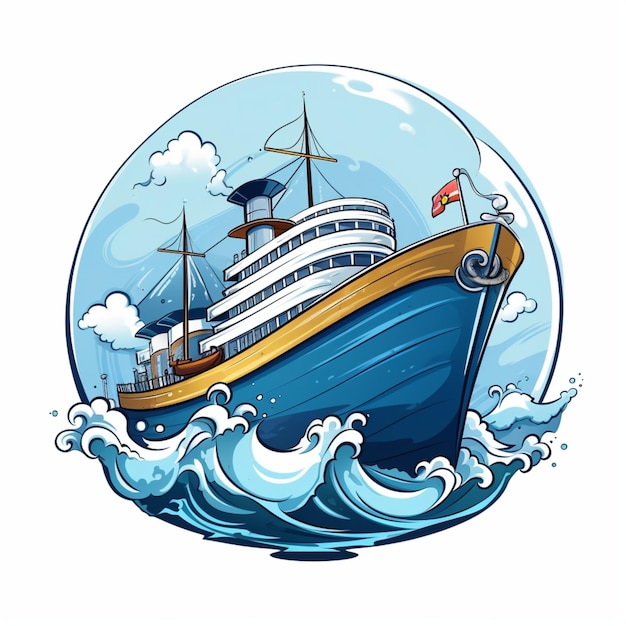 cartoon logo sea ship