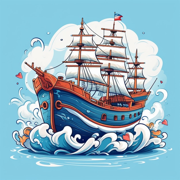 cartoon logo sea ship