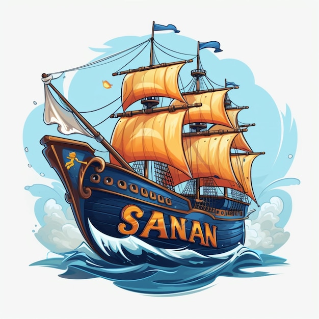 cartoon logo sea ship