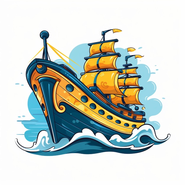 cartoon logo sea ship