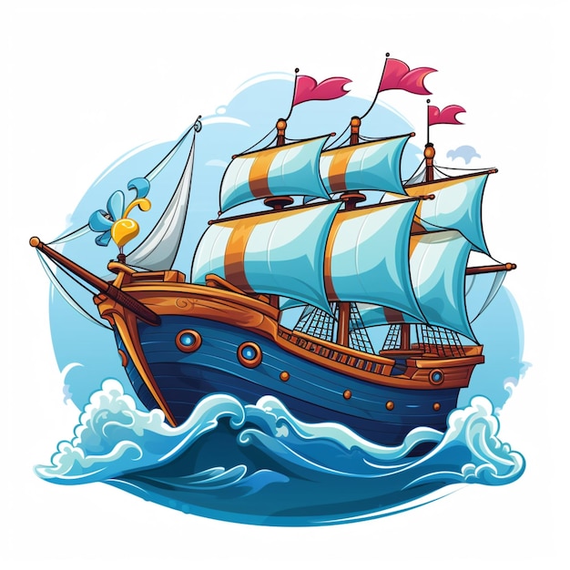 cartoon logo sea ship