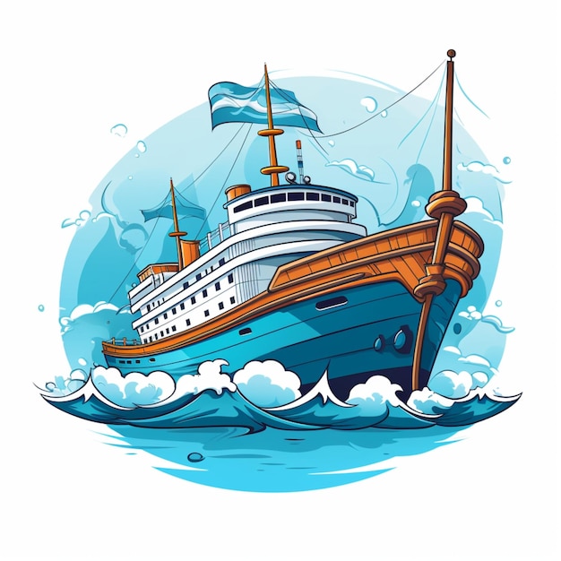 cartoon logo sea ship