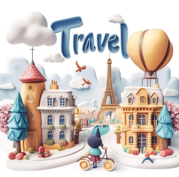 프랑스 여행을 위한 만화 로고