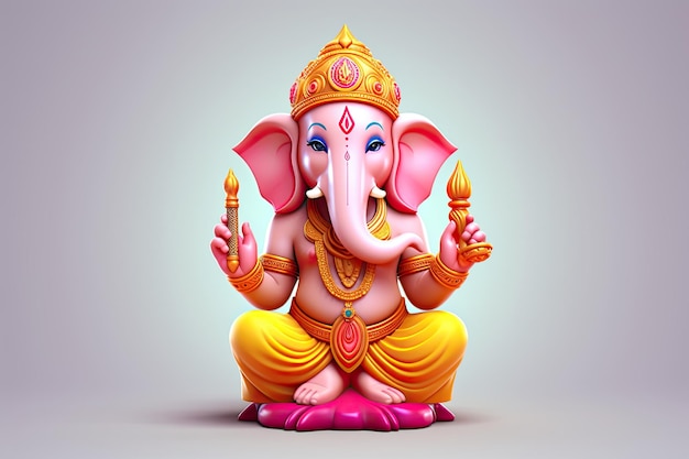 cartoon lord ganesha on isolated white background