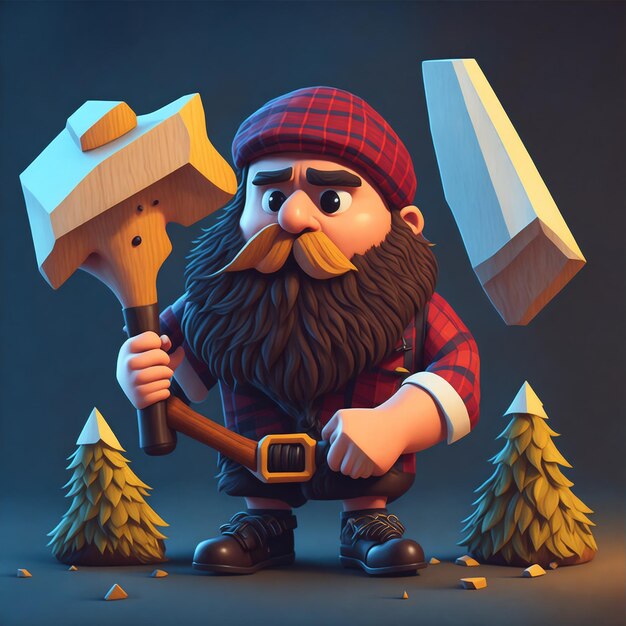 Photo cartoon lumberjack