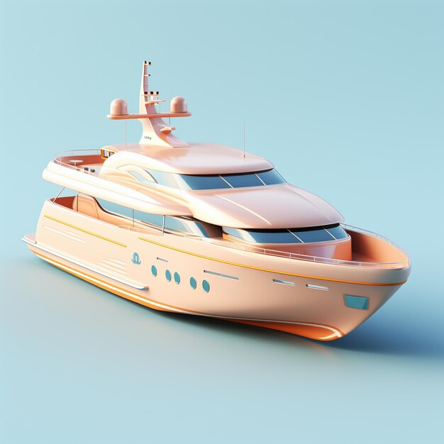 Cartoon Luxury Yacht 3d