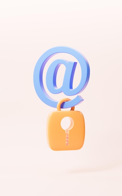 cartoon mail with shield mail encryption 3d rendering