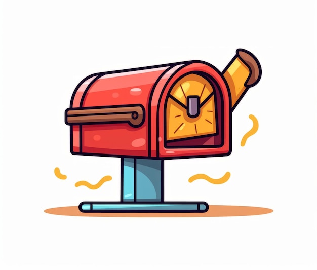 Cartoon mailbox with a yellow lid