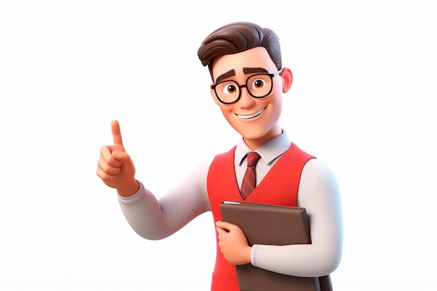 Cartoon male teacher on isolated white background Vector illustration AI Generated