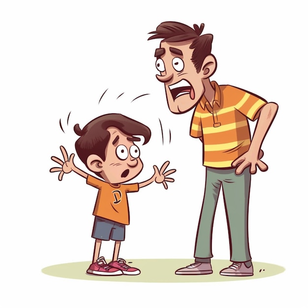 cartoon of a man and a boy are arguing generative ai