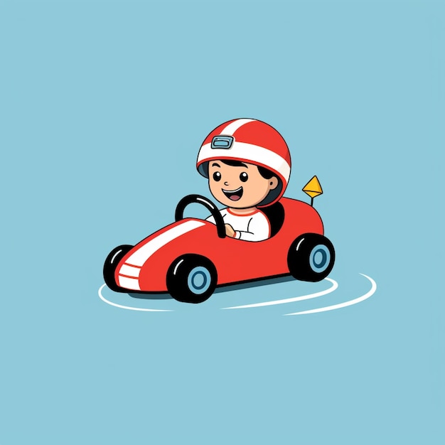 cartoon of a man driving a red race car with a helmet on generative ai