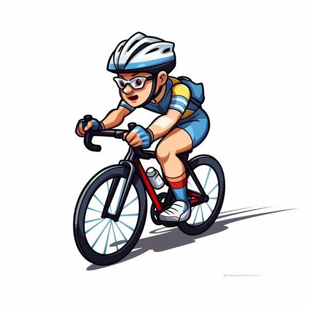 Cartoon man fietsen met een helm en bril generatieve ai