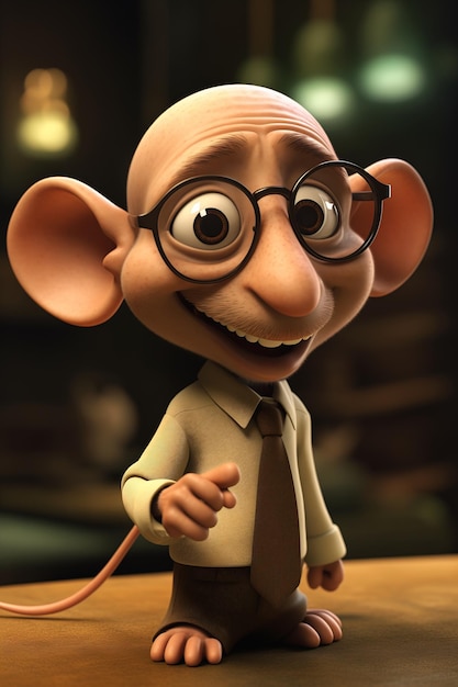 cartoon man glasses tie mouse entertainment bald patch cute colossal rat aging old scuba vale gen