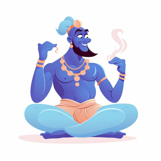 Photo a cartoon of a man sitting in a lotus position with a cigarette in his hand generative ai