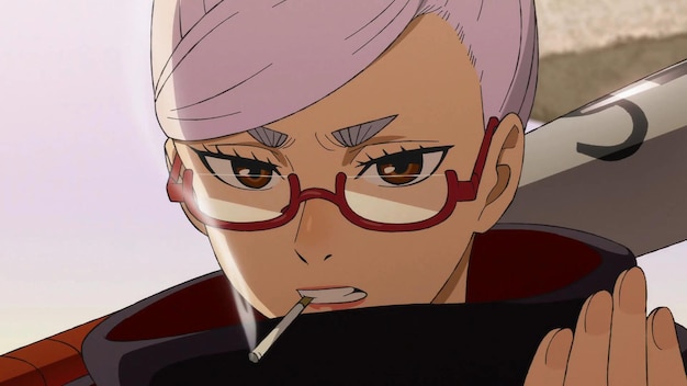 a cartoon of a man smoking a cigarette with a cigarette in his mouth