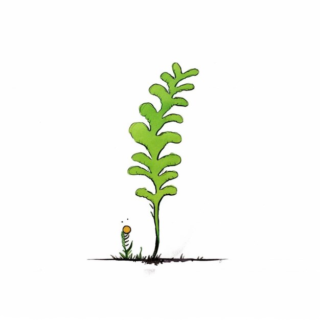 Photo cartoon of a man standing next to a tree with a plant growing out of it generative ai