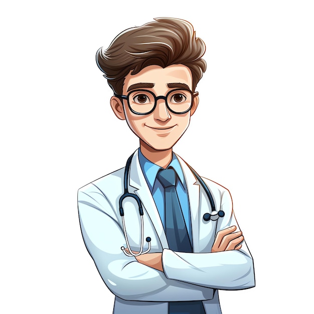 a cartoon of a man wearing a white coat and glasses