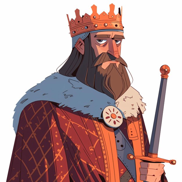 Photo a cartoon of a man with a crown and a sword